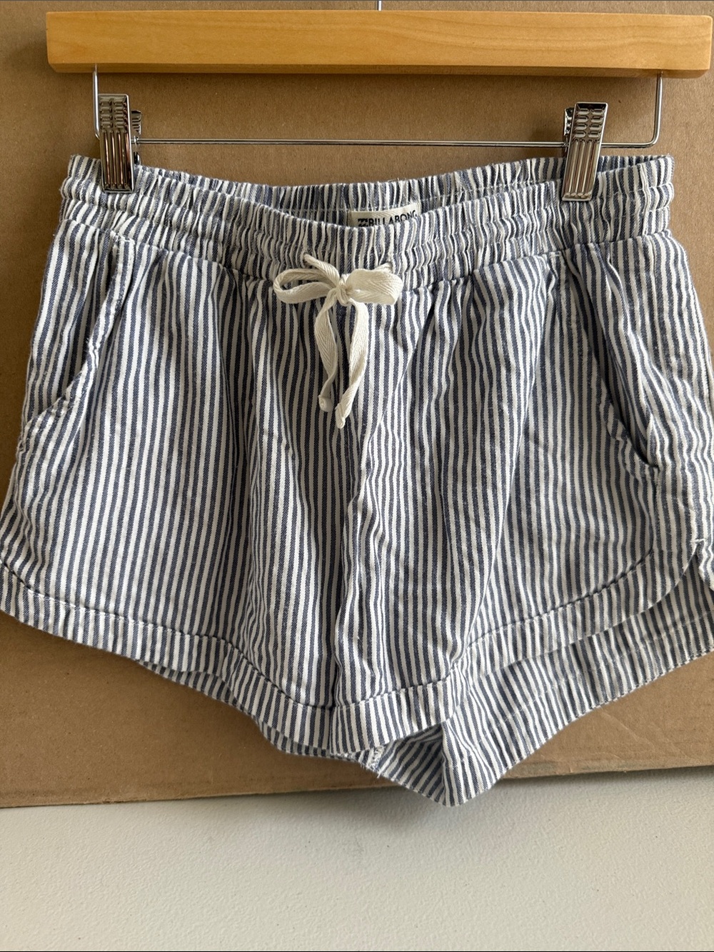 Billabong Blue & White Striped Drawstring Athletic Shorts